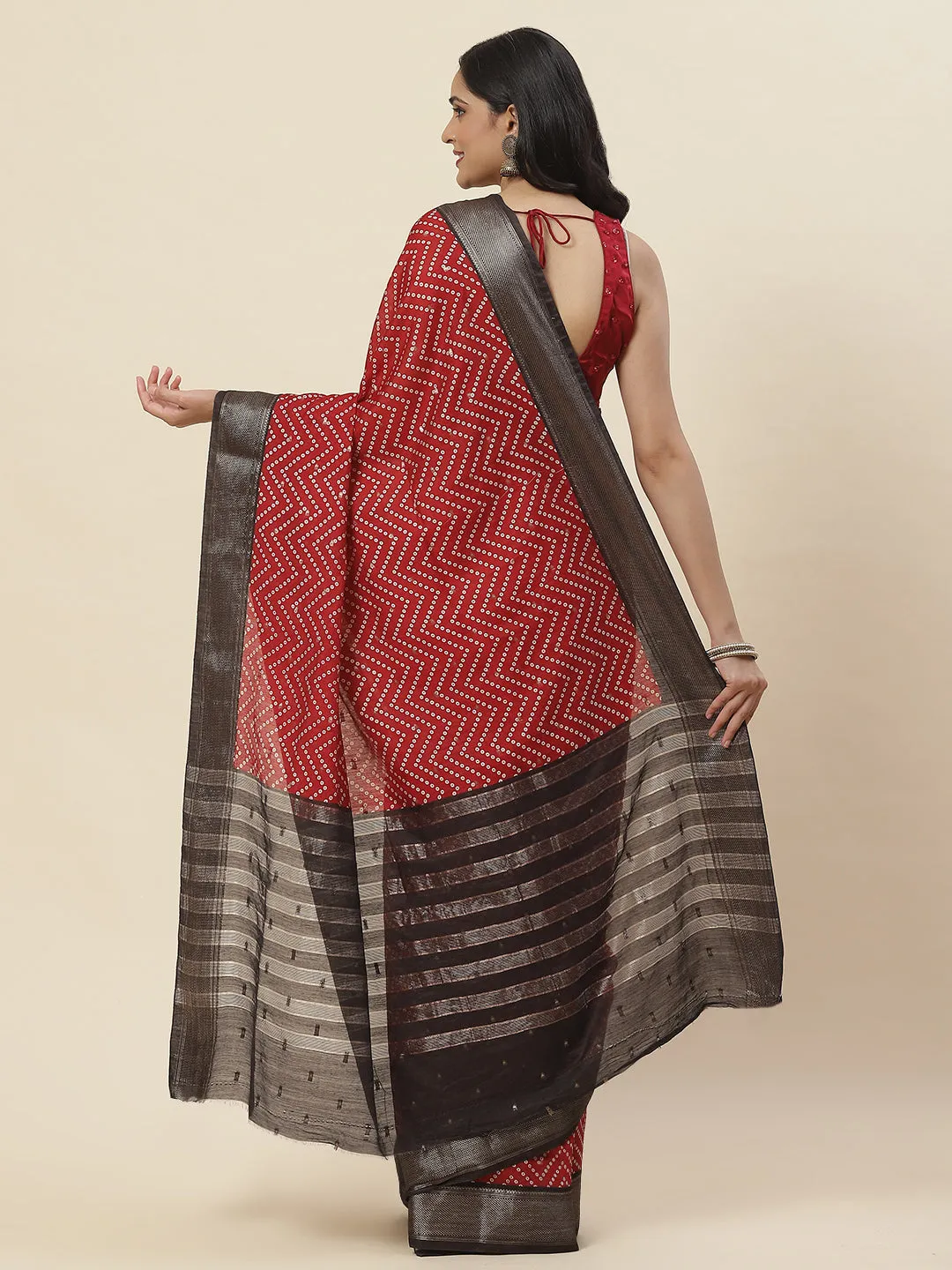 Bandhani Printed Handloom Saree