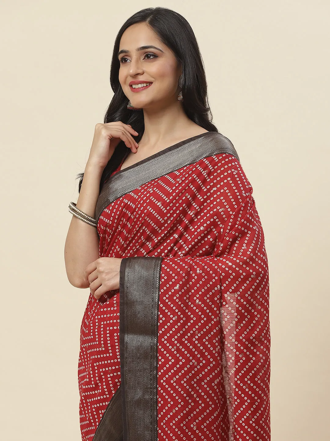 Bandhani Printed Handloom Saree