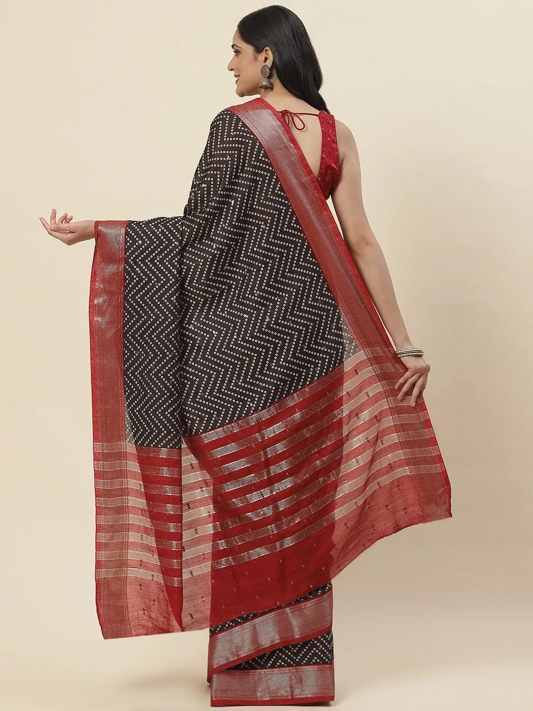 Bandhani Printed Handloom Saree