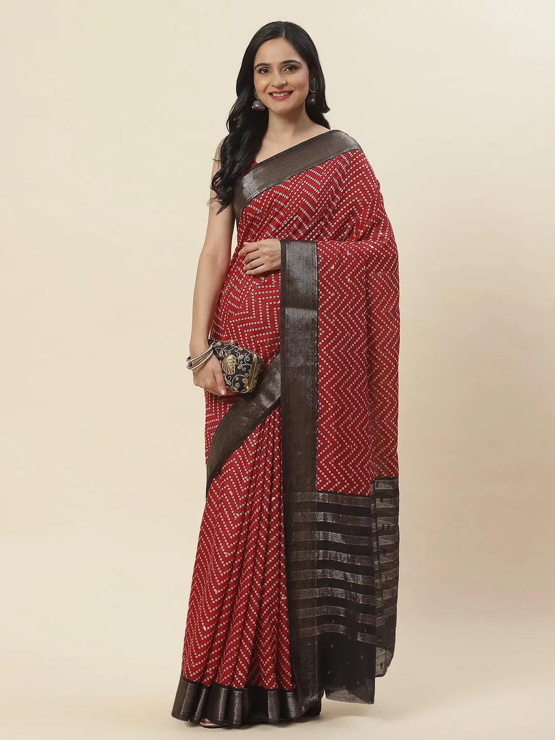 Bandhani Printed Handloom Saree