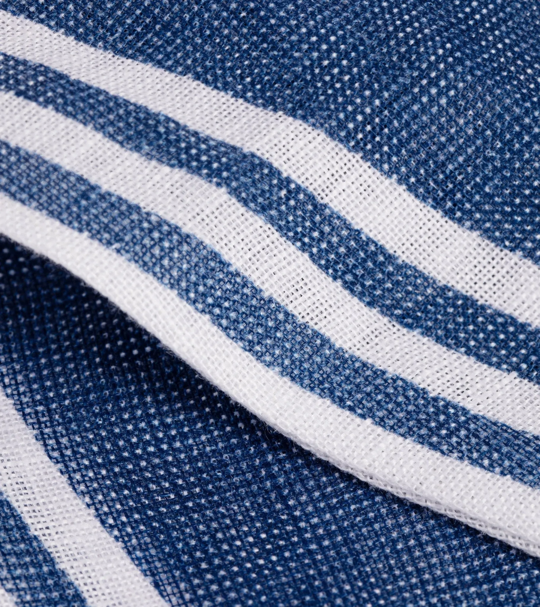 Bigi Linen Border Stripe Triangle Scarf: Blue