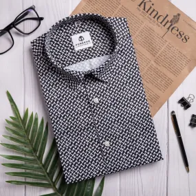 Black Color Mosaic Printed Shirt For Men