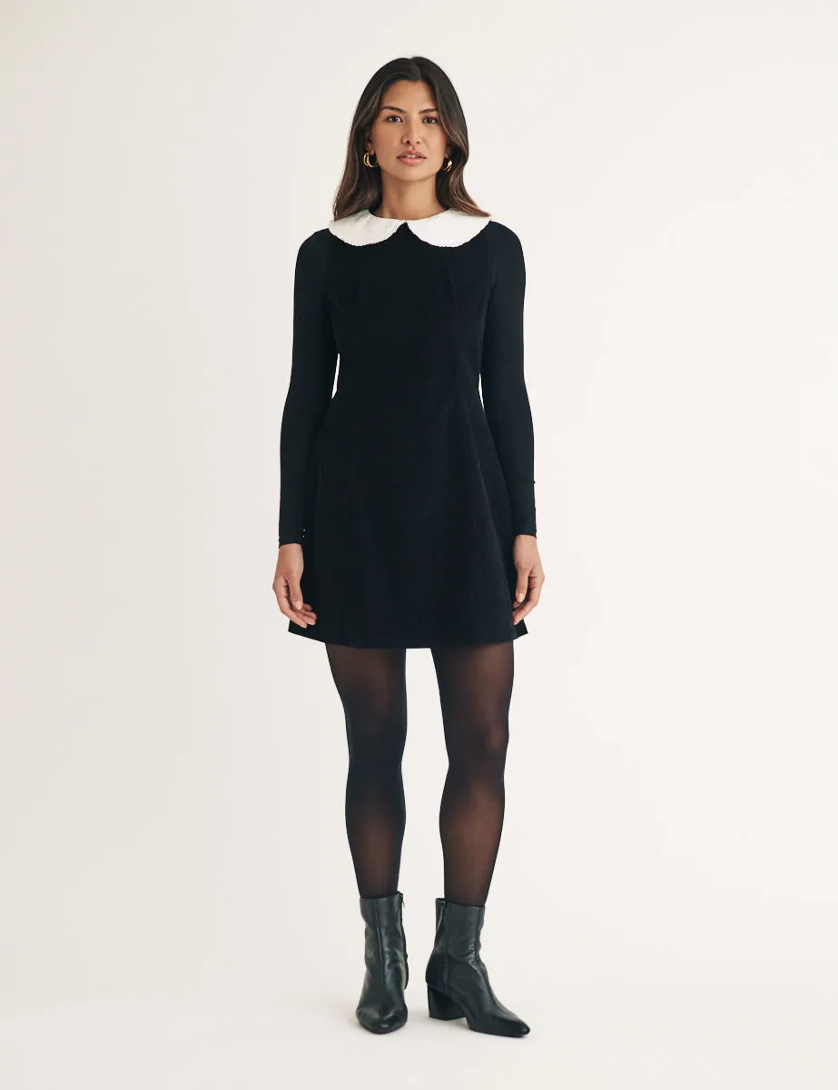 Black Cord Collar Maple Mini Dress