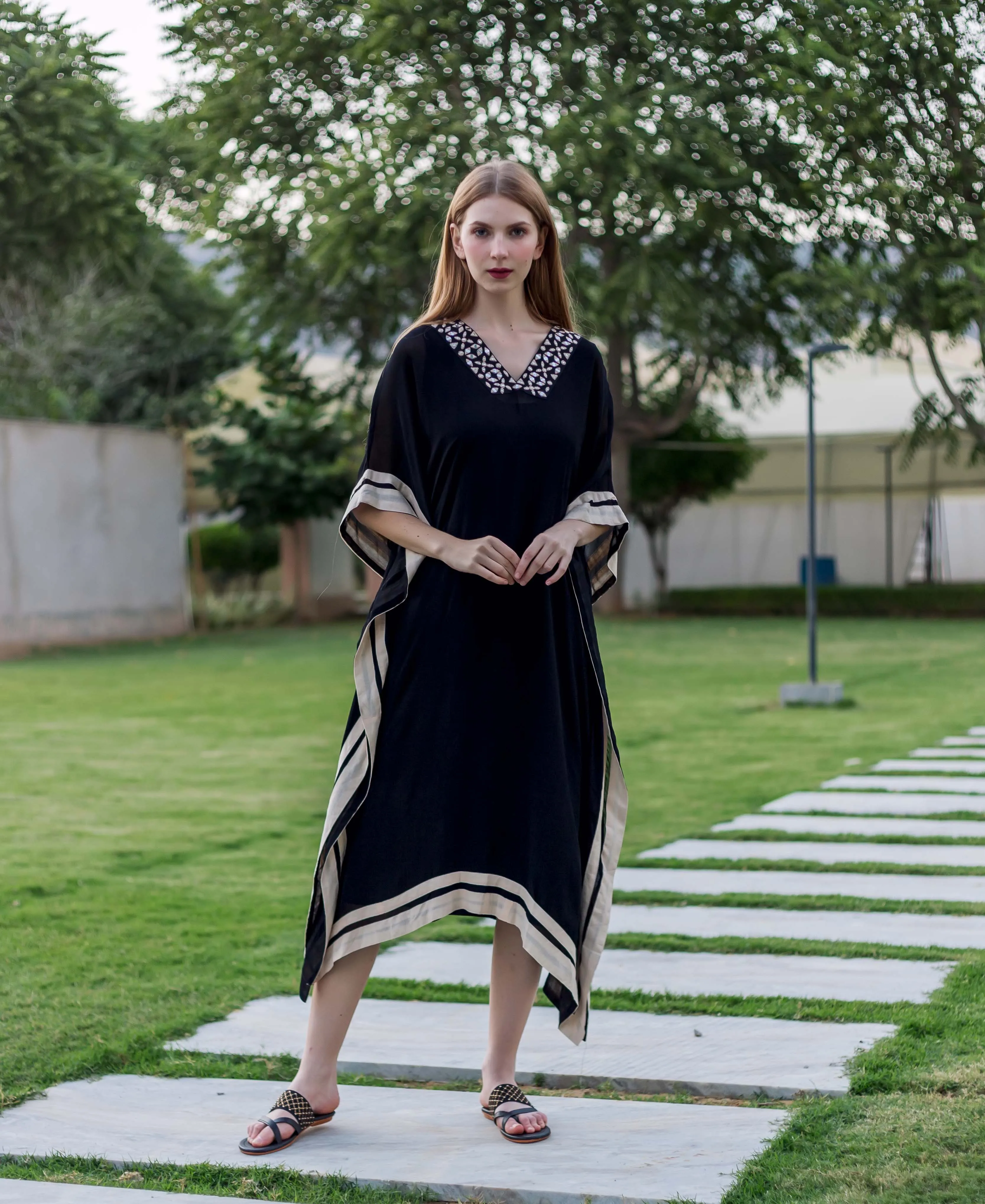 Black Embroidered Kaftan