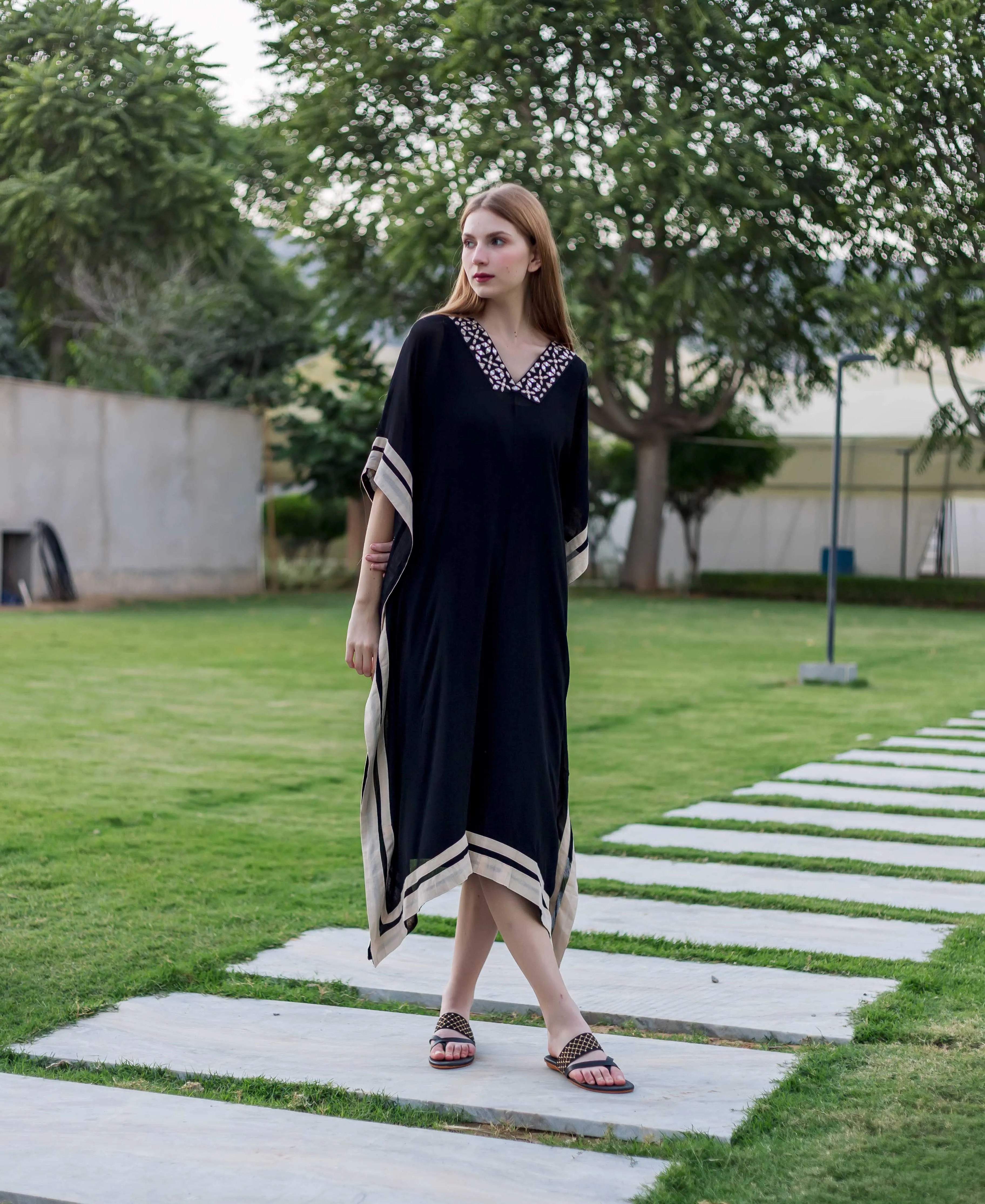 Black Embroidered Kaftan