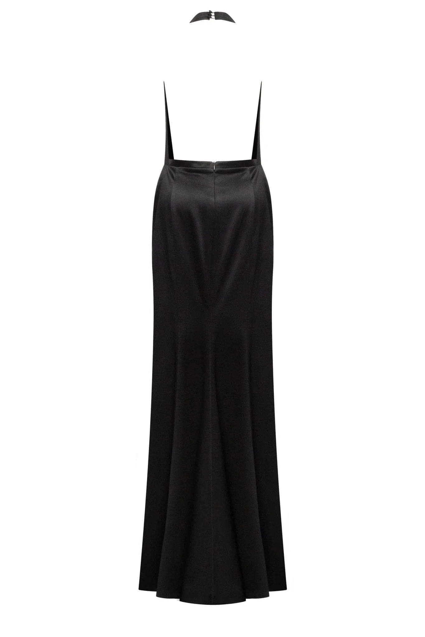 Black Mock neck sleeveless low slit dress