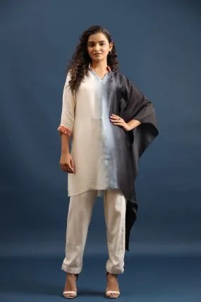 Black Ombre Satin Silk Kaftan with Pants