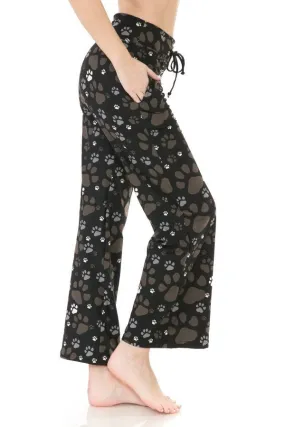 Black Paw Print Comfortable Soft Lounge Pajama Pants