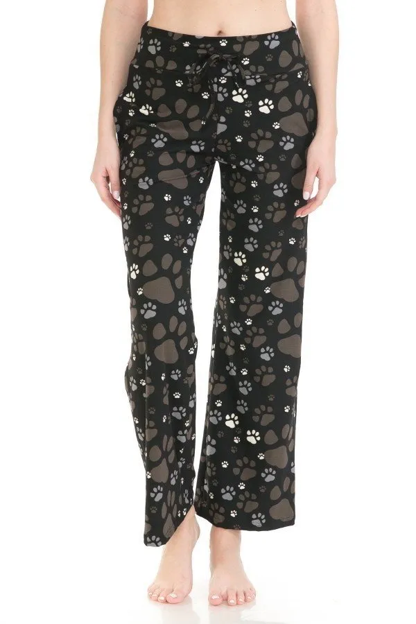 Black Paw Print Comfortable Soft Lounge Pajama Pants