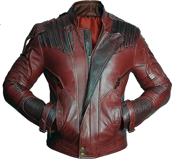 Black Short Collar Biker Genuine Sheepskin Leather Jacket