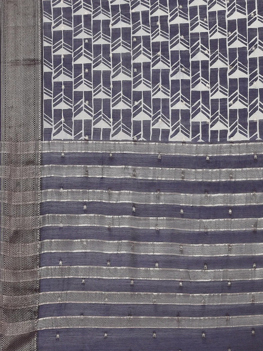 Block Abstract Printed Handloom Saree