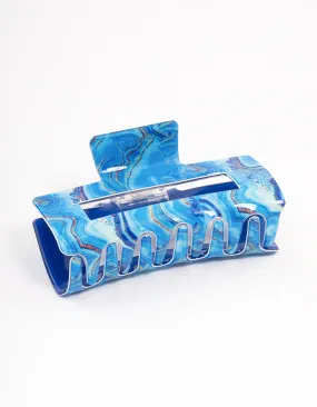 Blue Acrylic Marble Hair Claw Clip