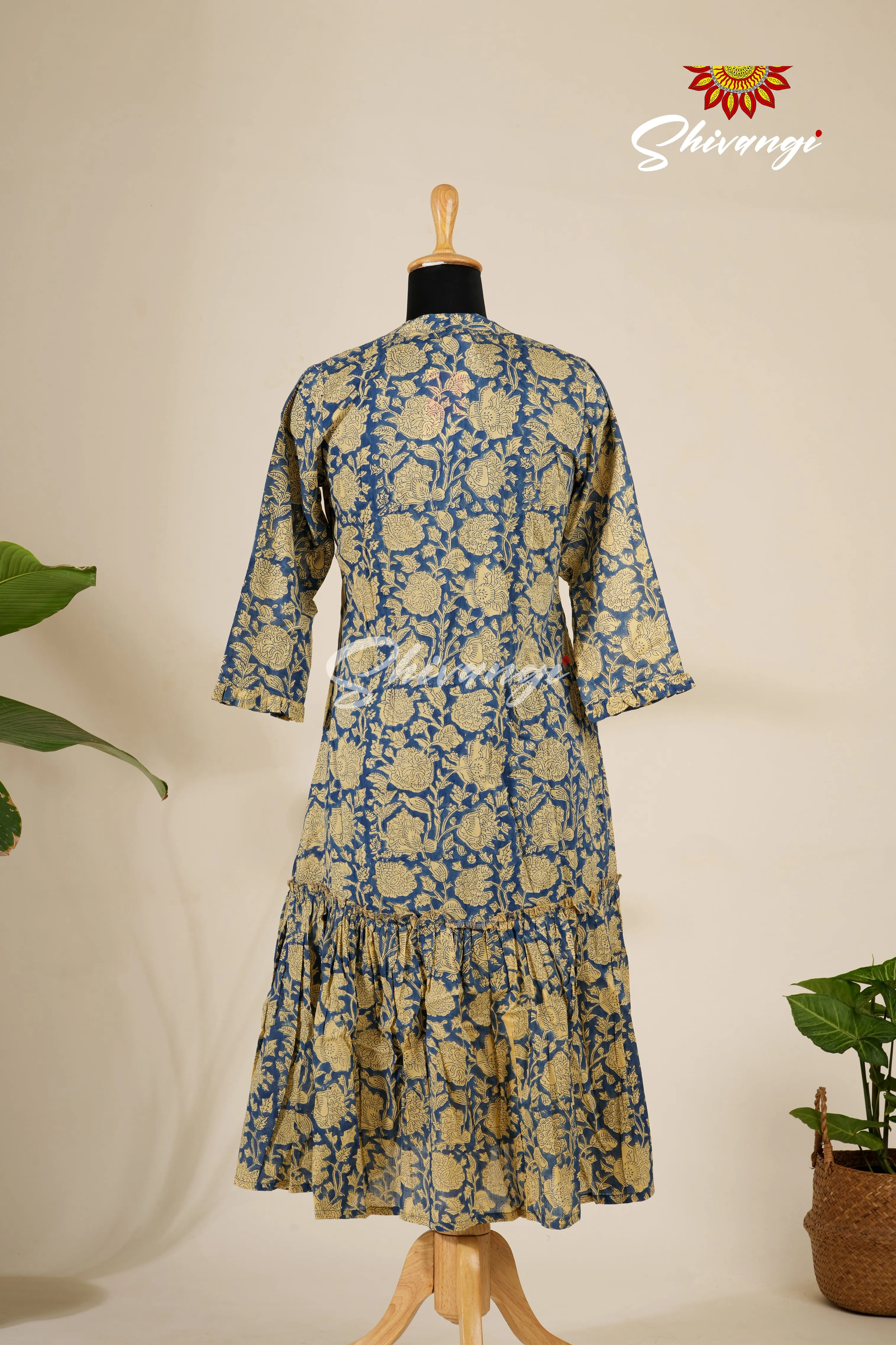 Blue Mulmul Cotton Kurti For Women - AS1501