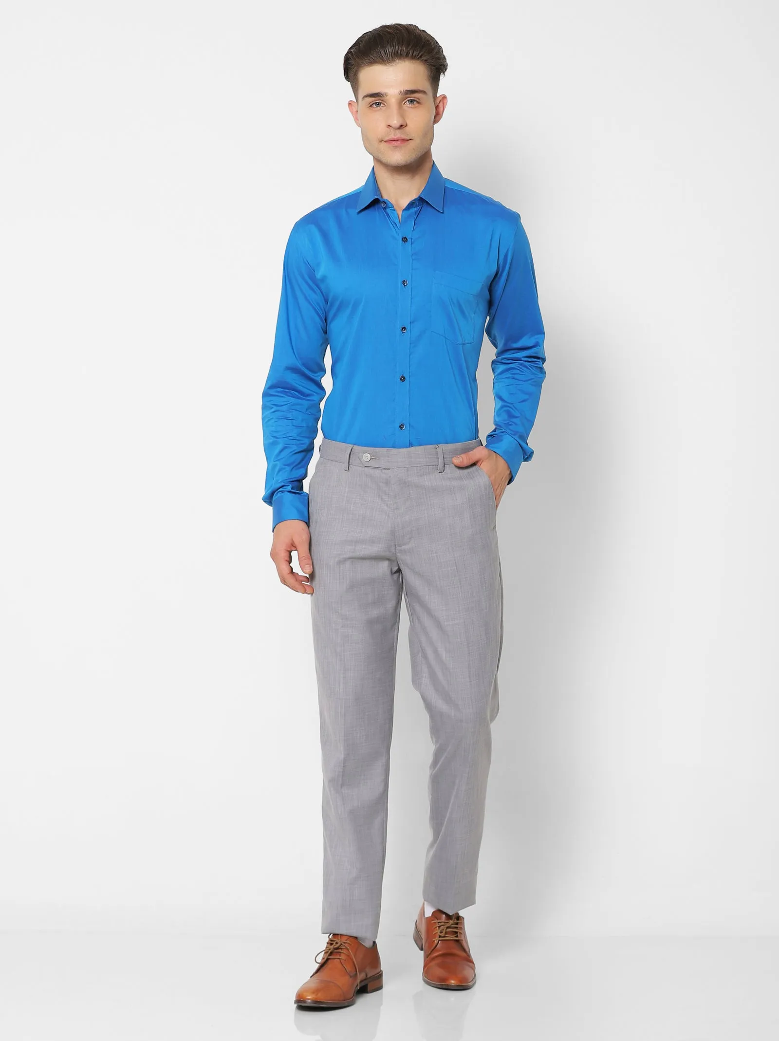 Blue Solid Formal Shirt