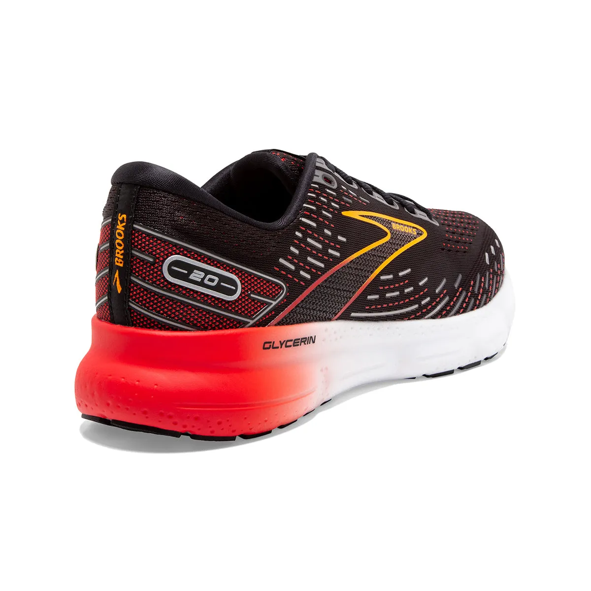 Brooks Glycerin 20 Mens | Black/blackened Pearl/fiery Red