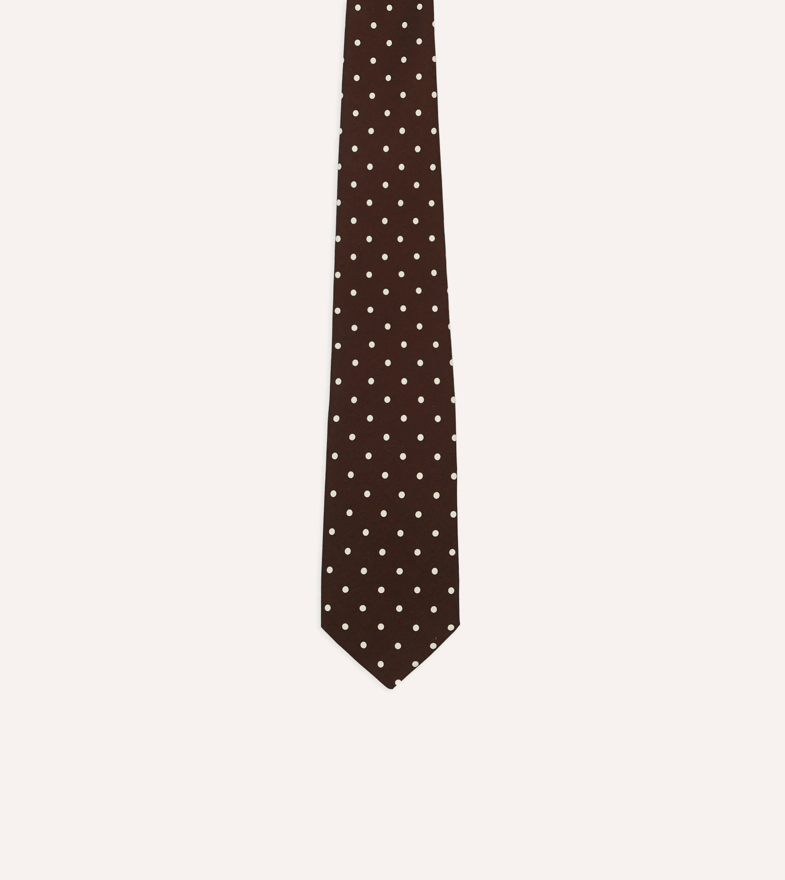 Brown Polka Dot Silk Self-Tipped Tie