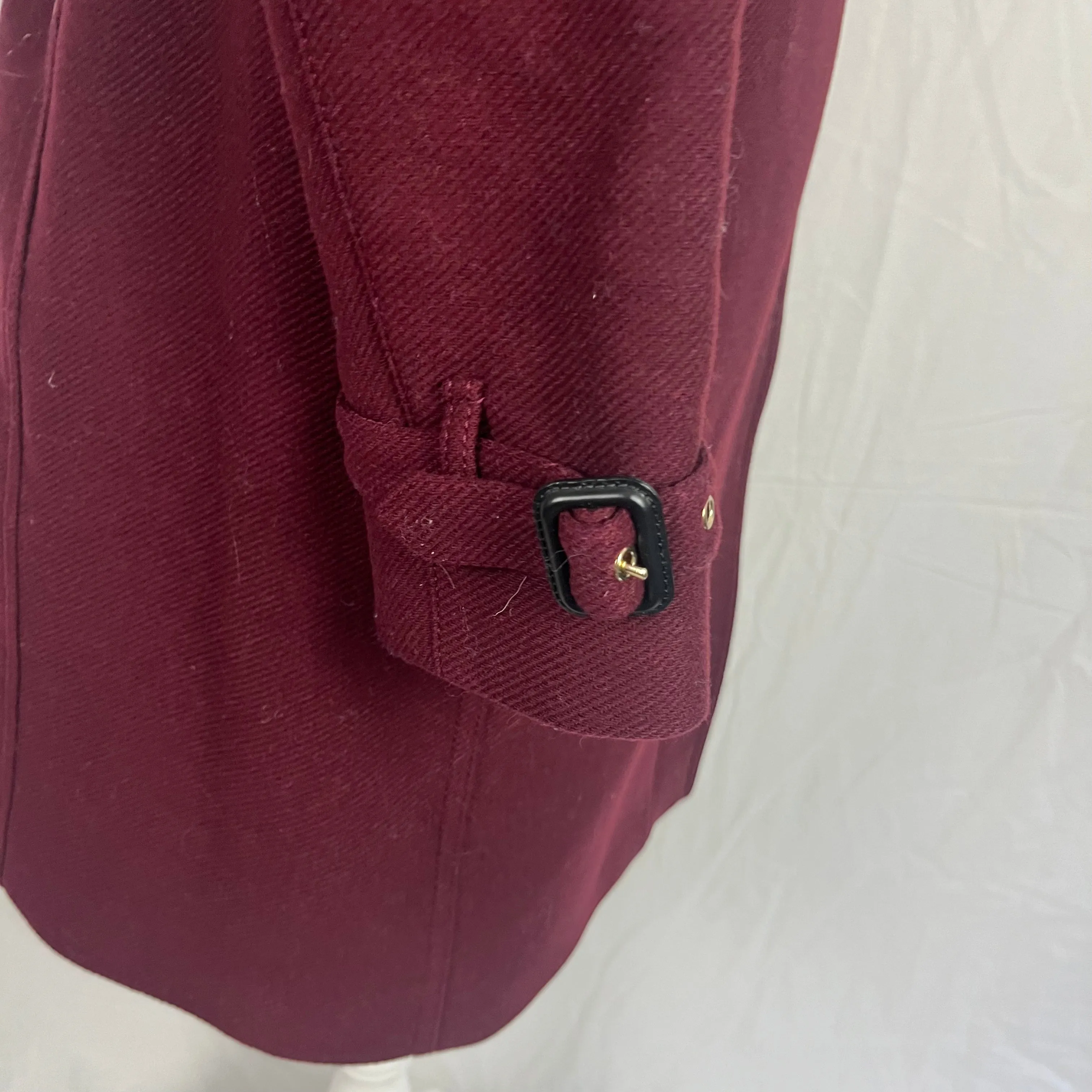 Burberry 2000 Burgundy Wool & Cashmere Belted Trench Coat XS