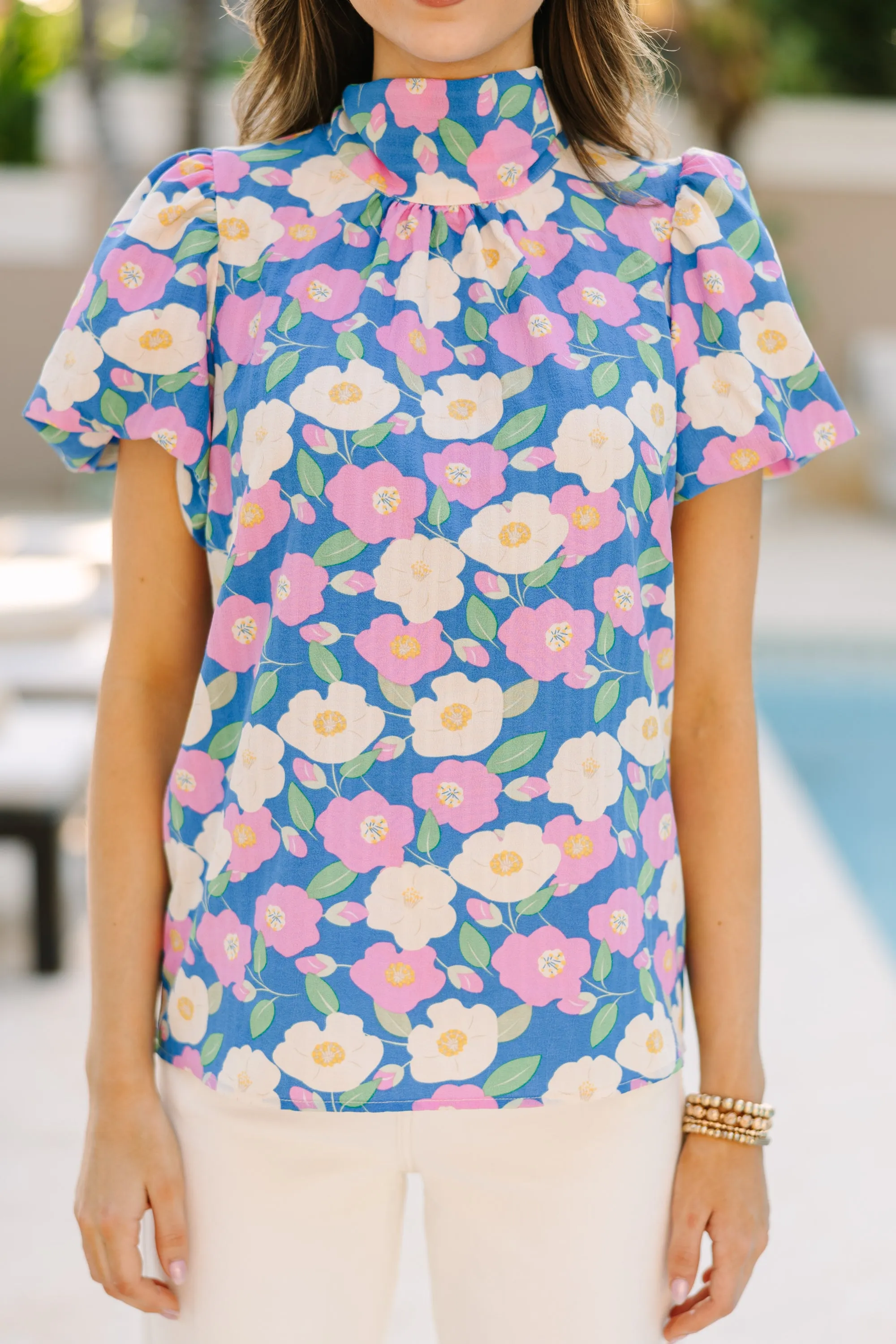 Can't Let You Go Light Blue Floral Blouse