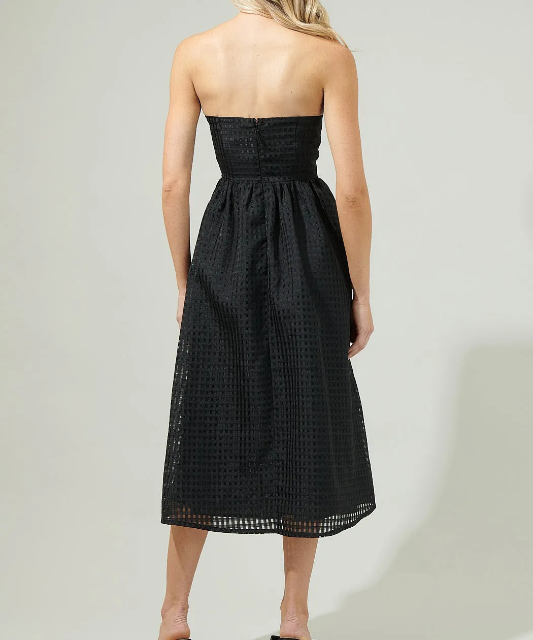 Cary Chest Bow Midi Dress - Black