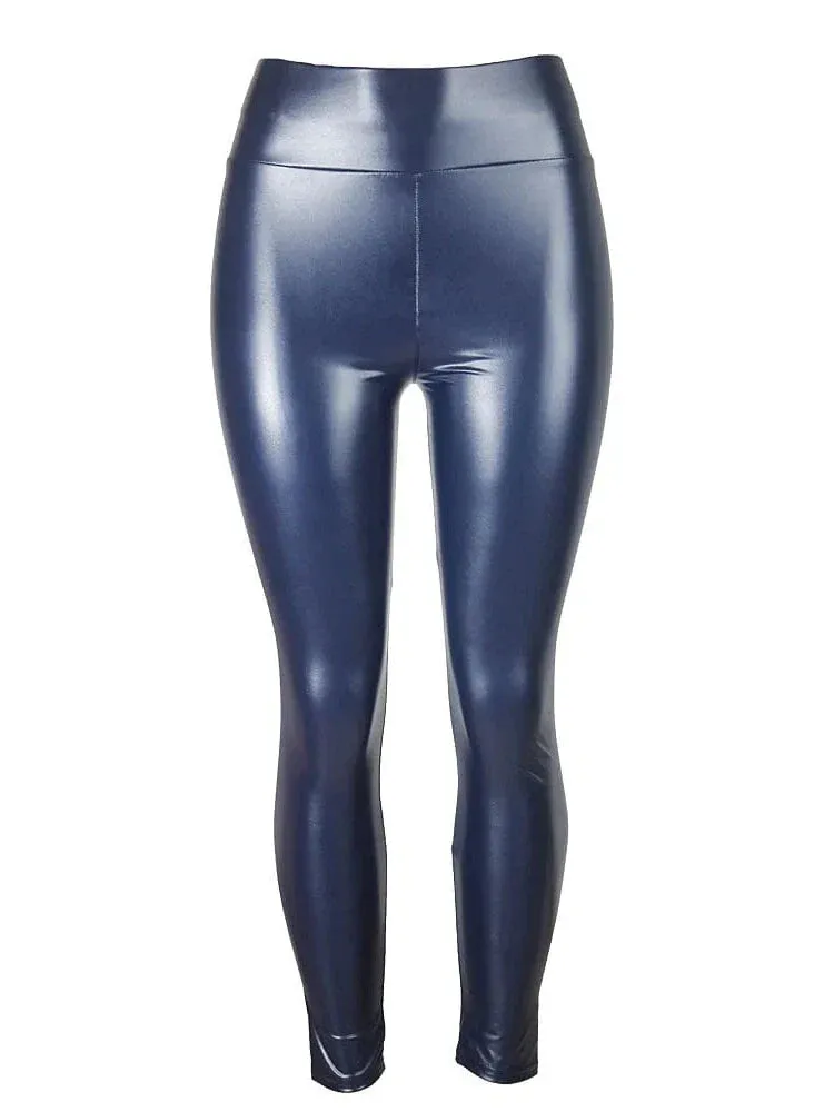 Chic & Modern High Waist Flared Leggings in PU Leather Effect