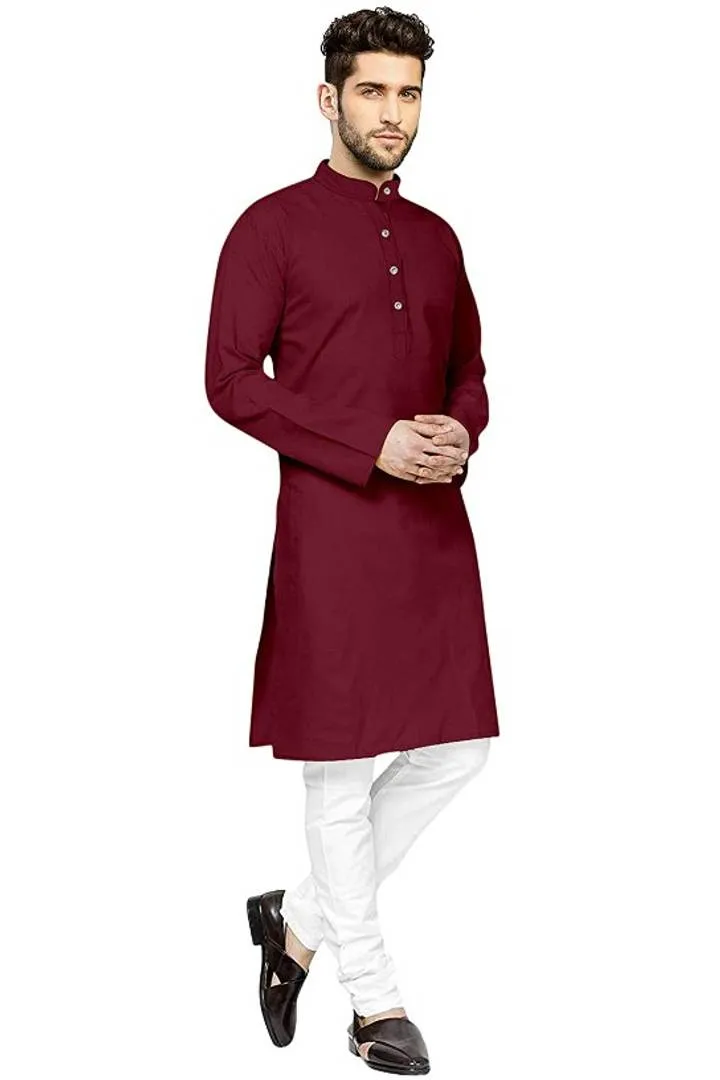 Classic Cotton Blend Solid Kurtas for Men