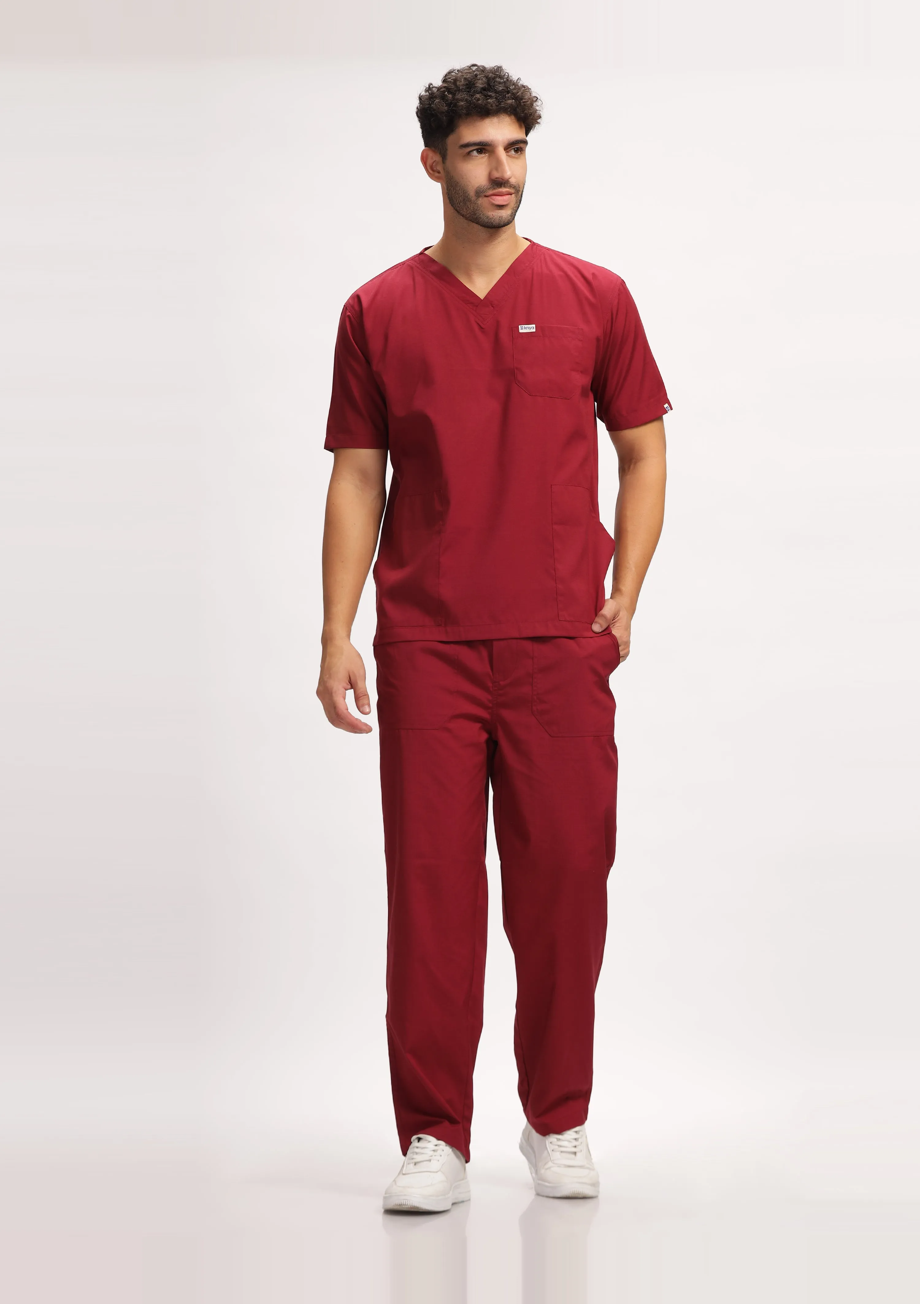 Classic Men's 5-Pocket (Maroon) Scrub