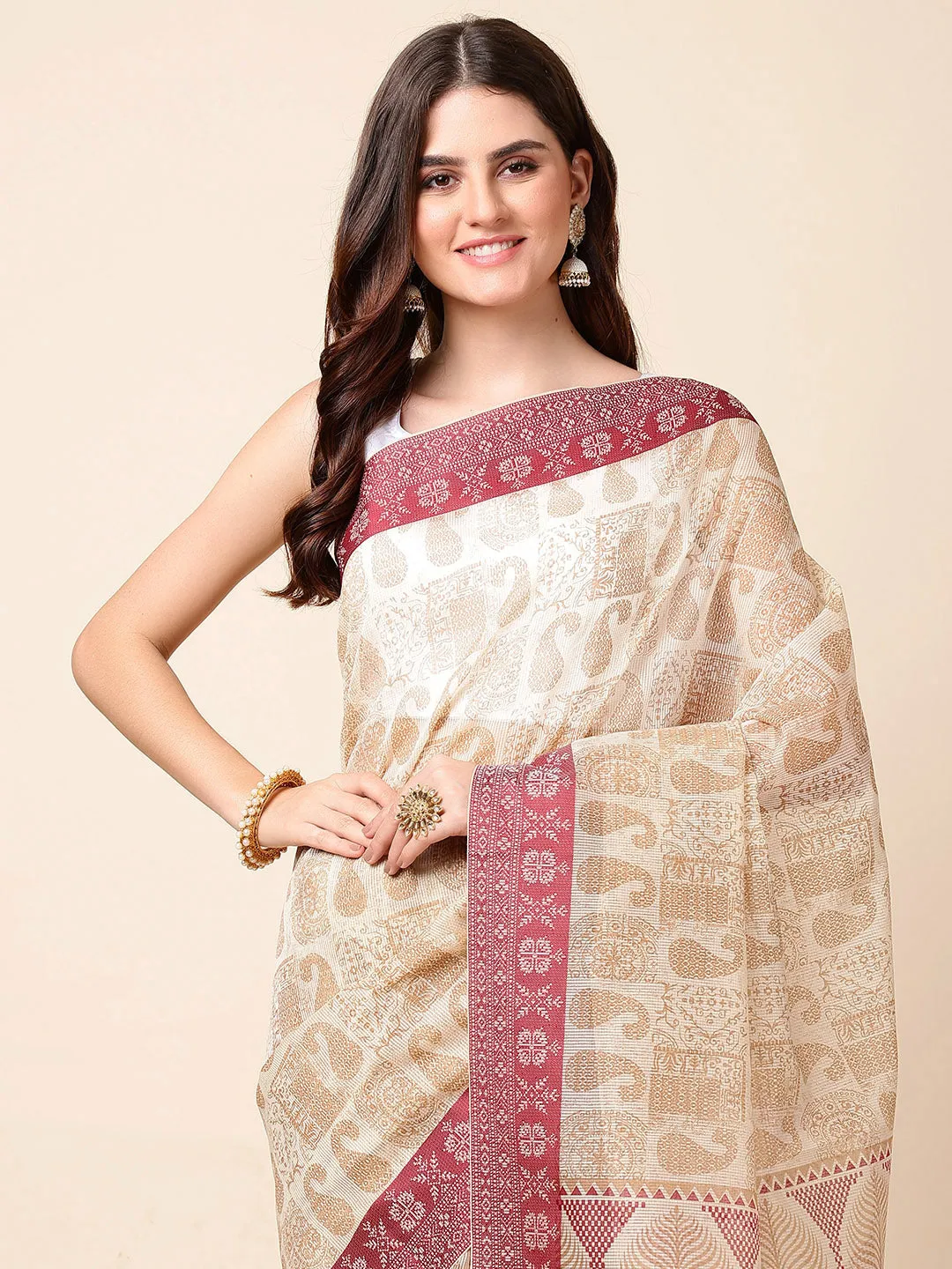 Cotton Printed Woven Saree