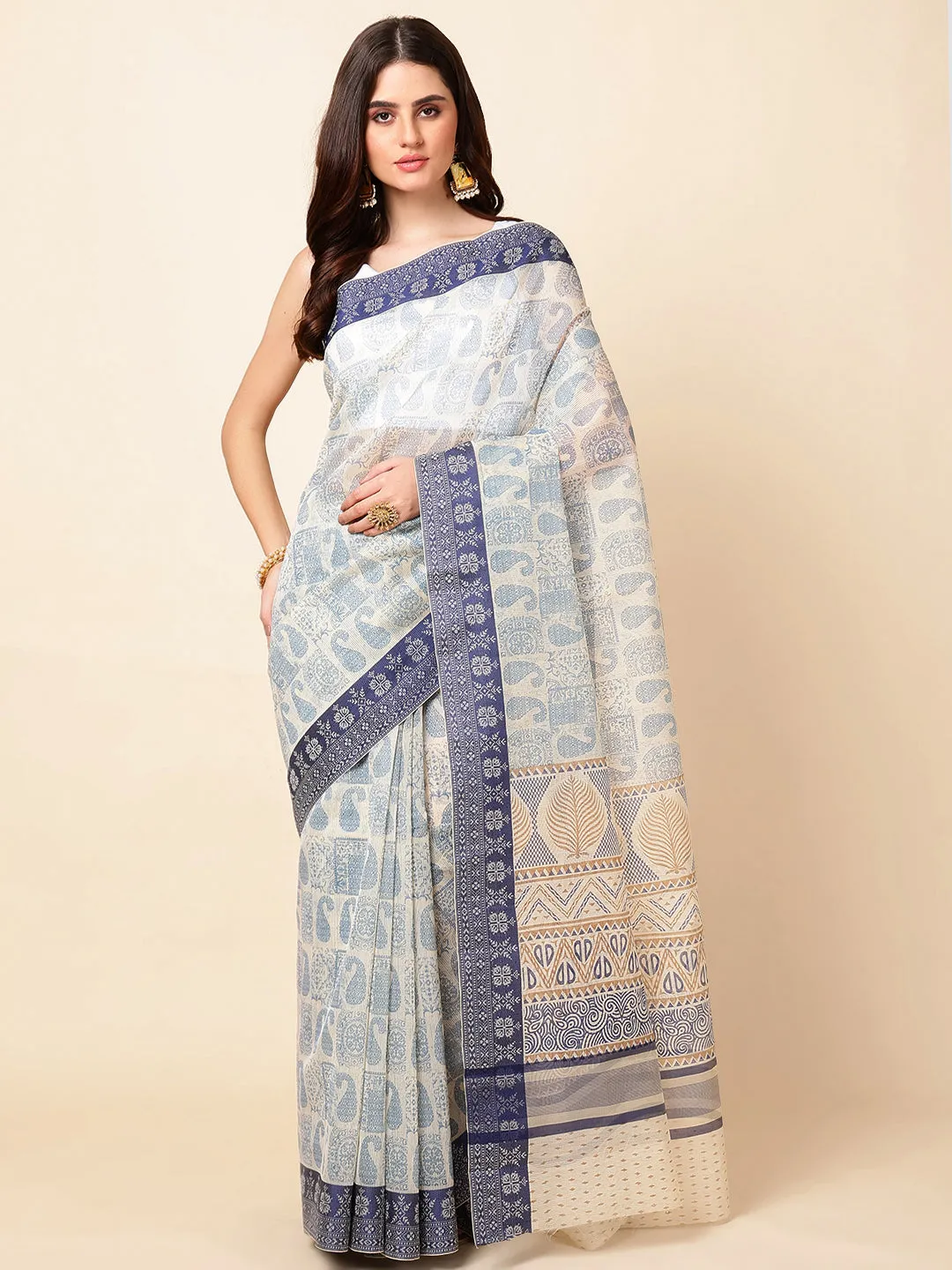 Cotton Printed Woven Saree