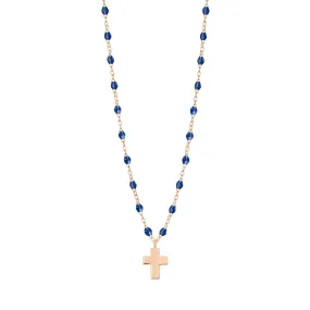 Cross Charm Classic Gigi Lapis necklace, Rose Gold, 16.5"