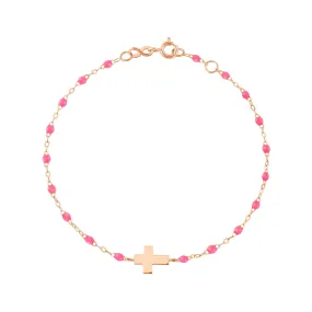 Cross Charm Classic Gigi Pink bracelet, Rose Gold, 6.7"