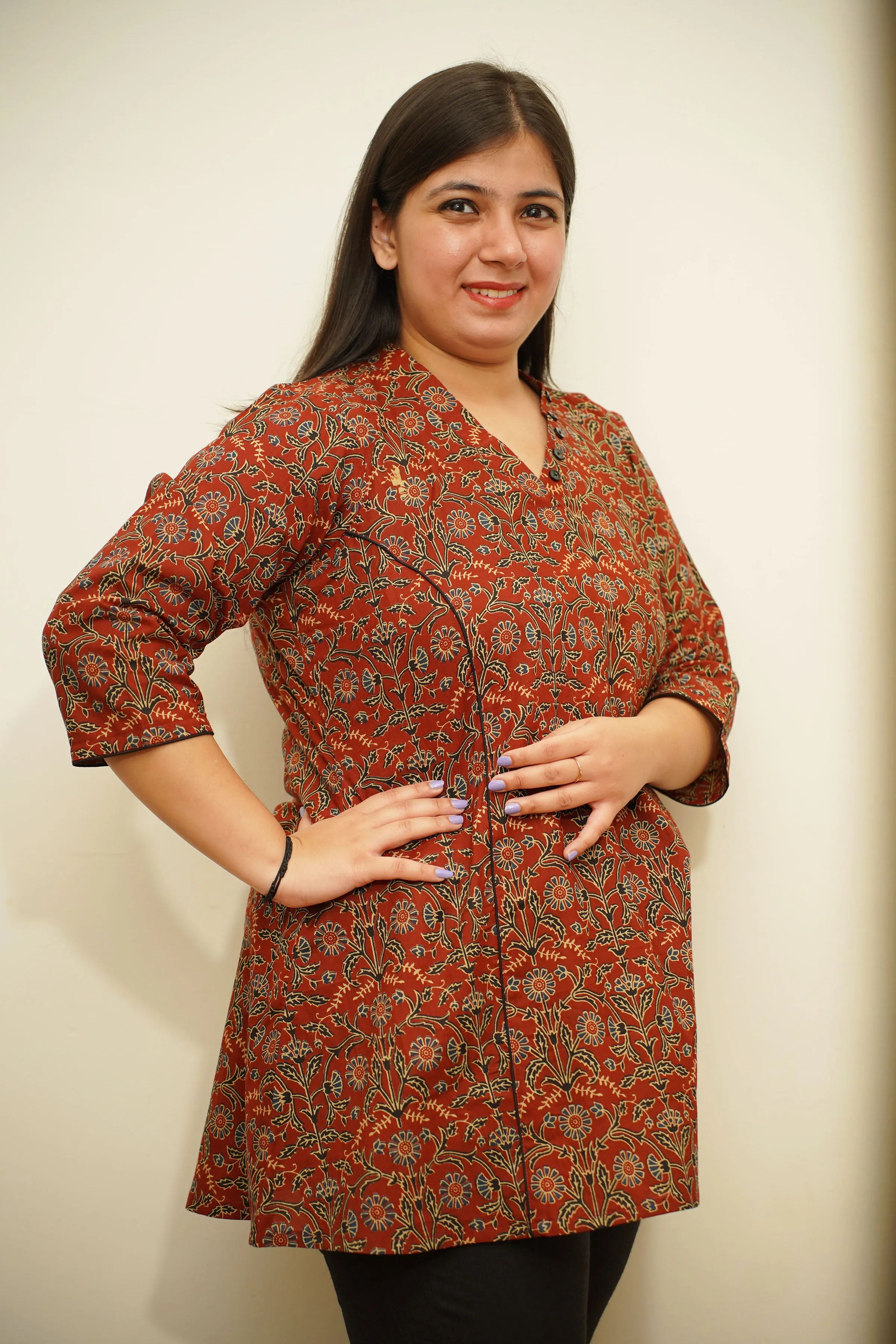 Deep Maroon Jaal Printed Kurta