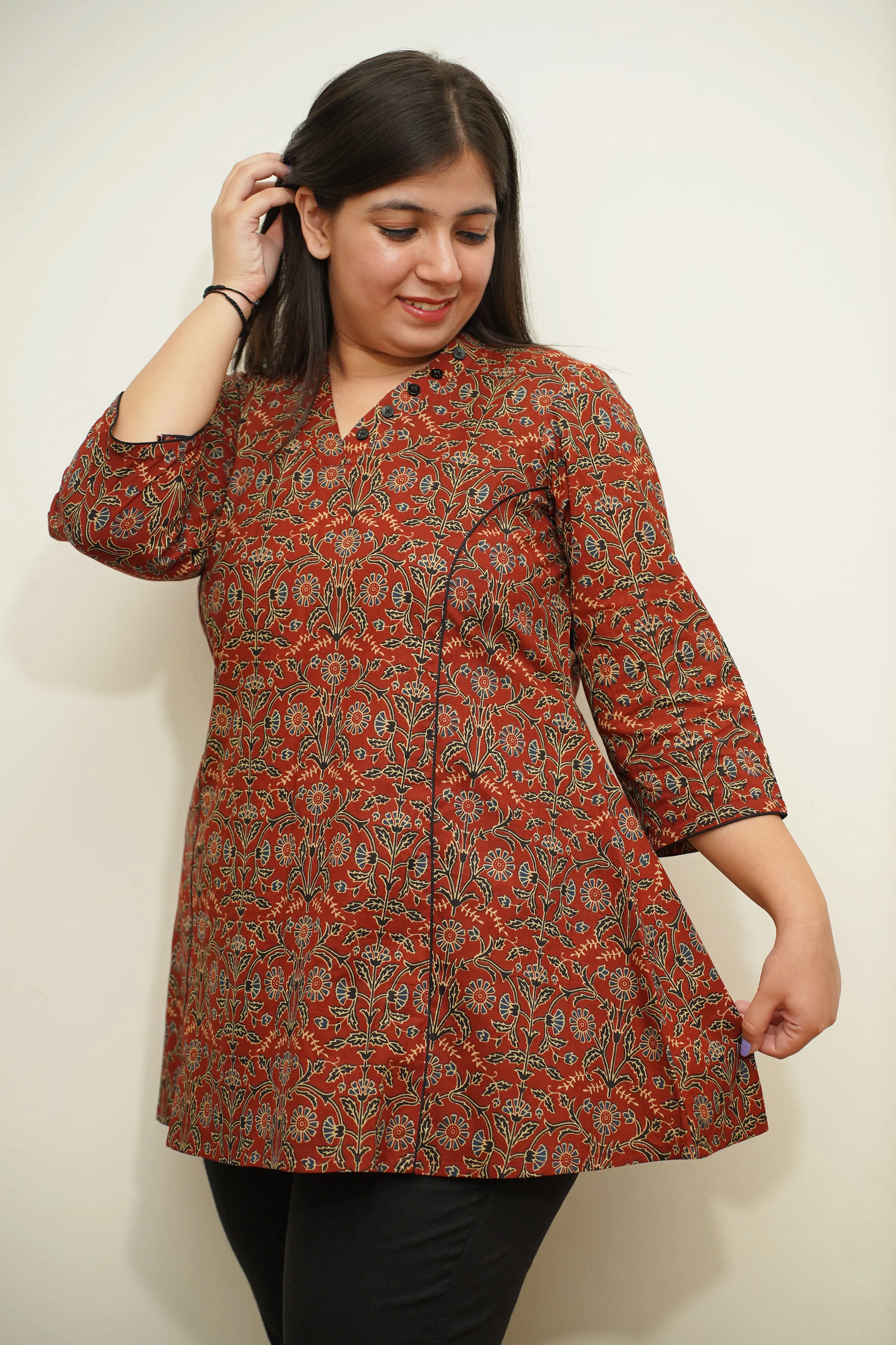 Deep Maroon Jaal Printed Kurta