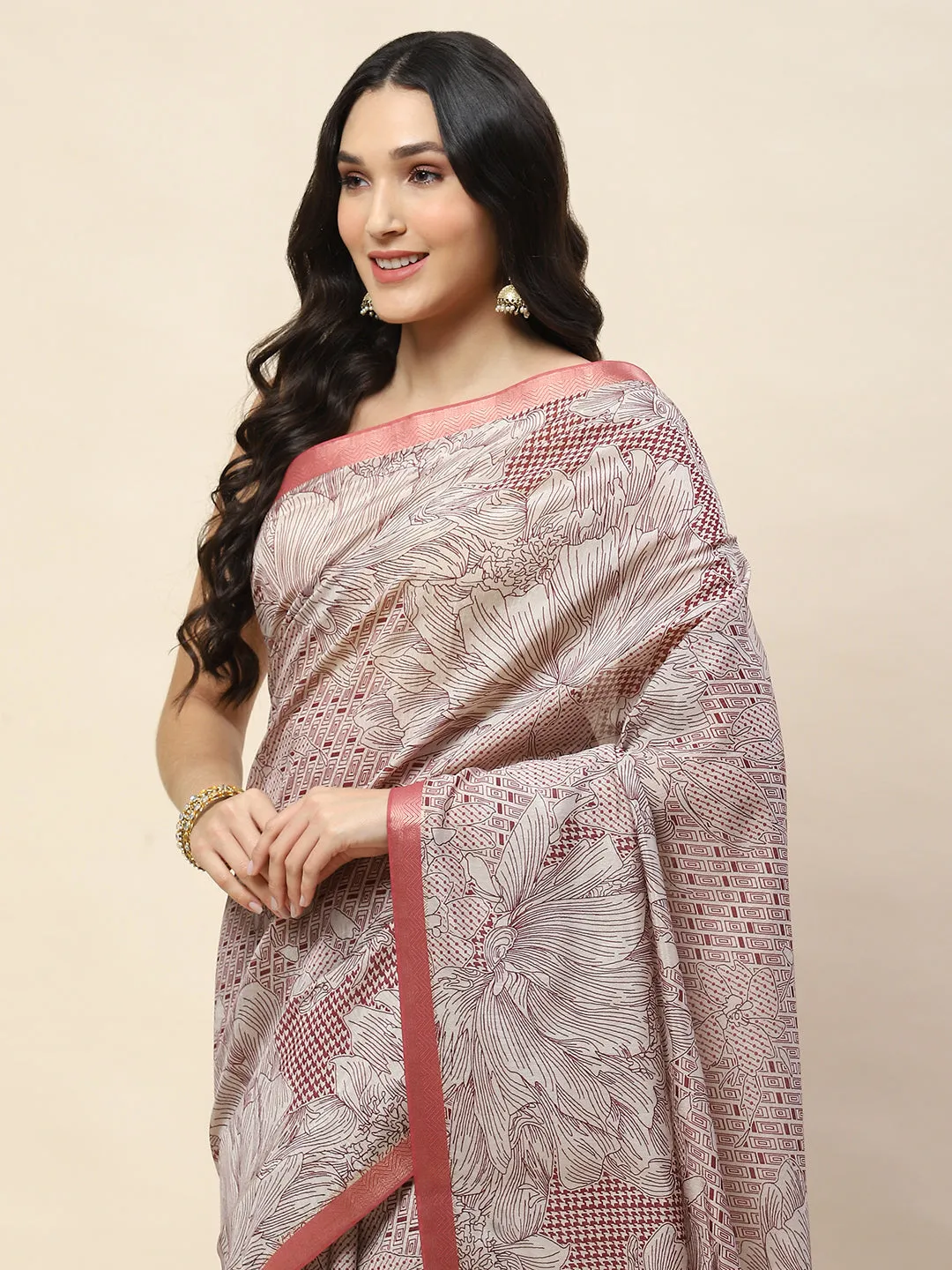 Digital Floral Printed Cotton Saree