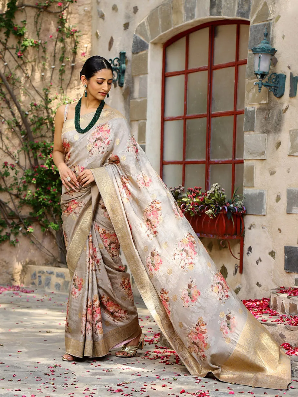 Digital Floral Printed Handloom Saree