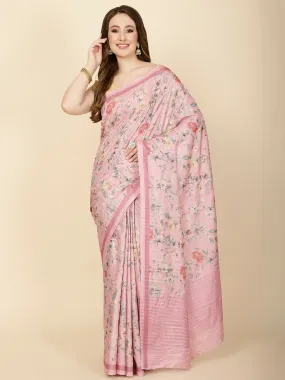 Digital Floral Printed Tussar Saree