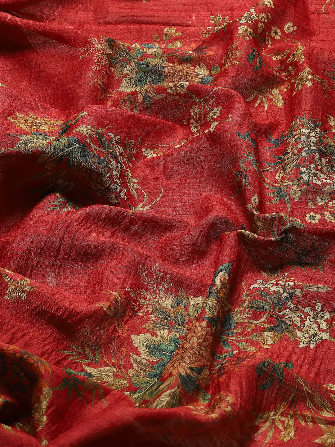 Digital Floral Printed Tussar Saree