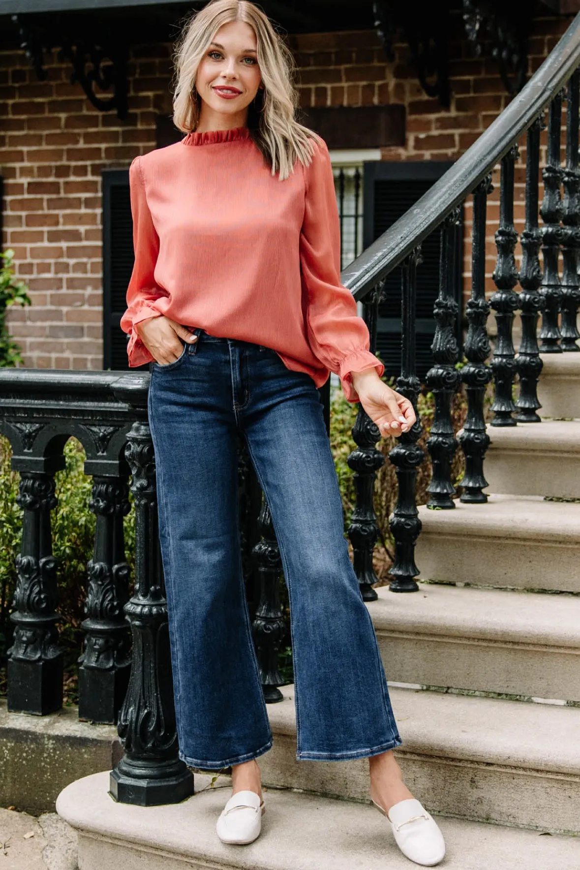 Dream Of The Day Rust Orange Blouse