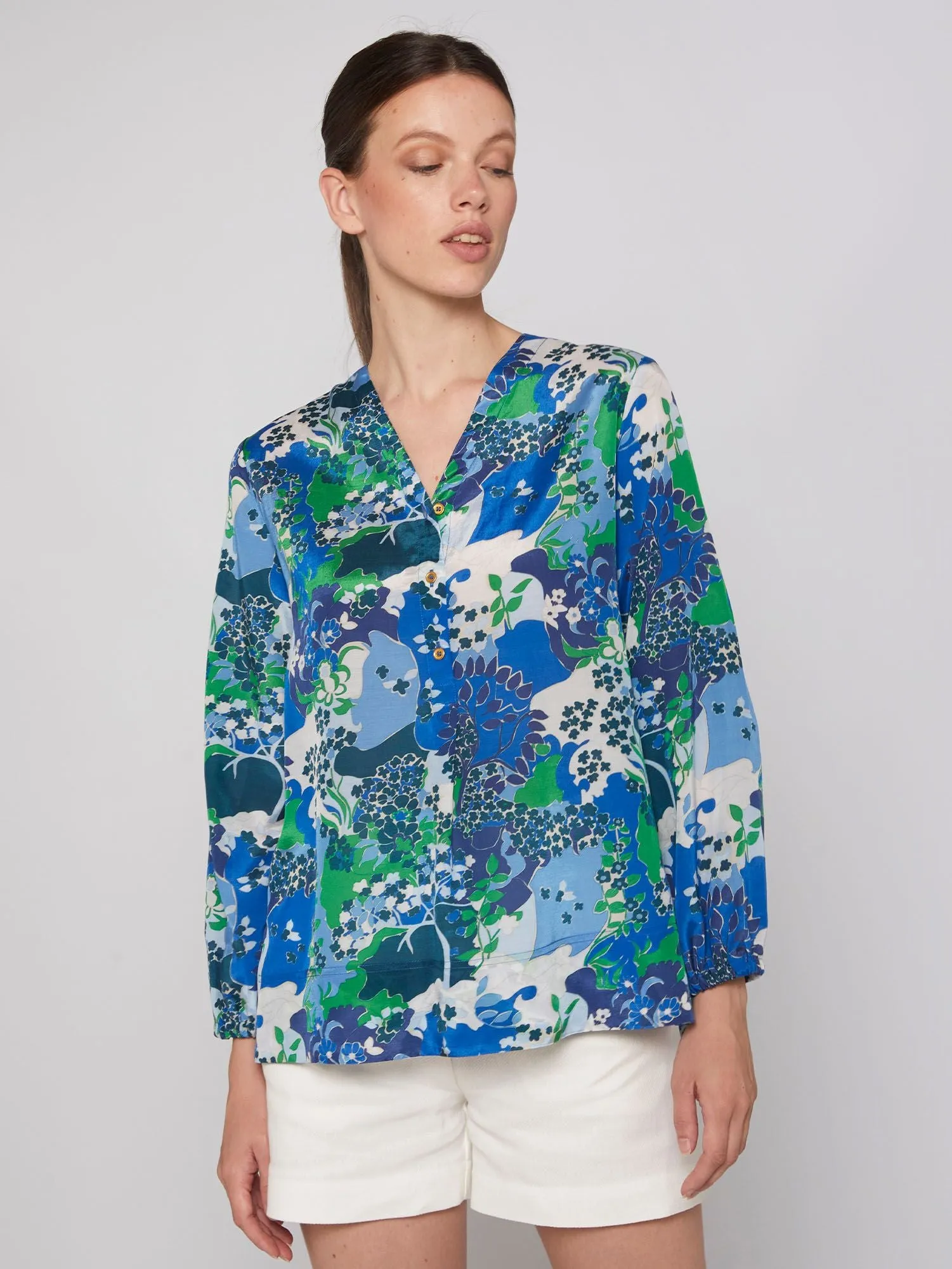 EBBA SHIRT (BLUE GREEN PRINT) - VILAGALLO