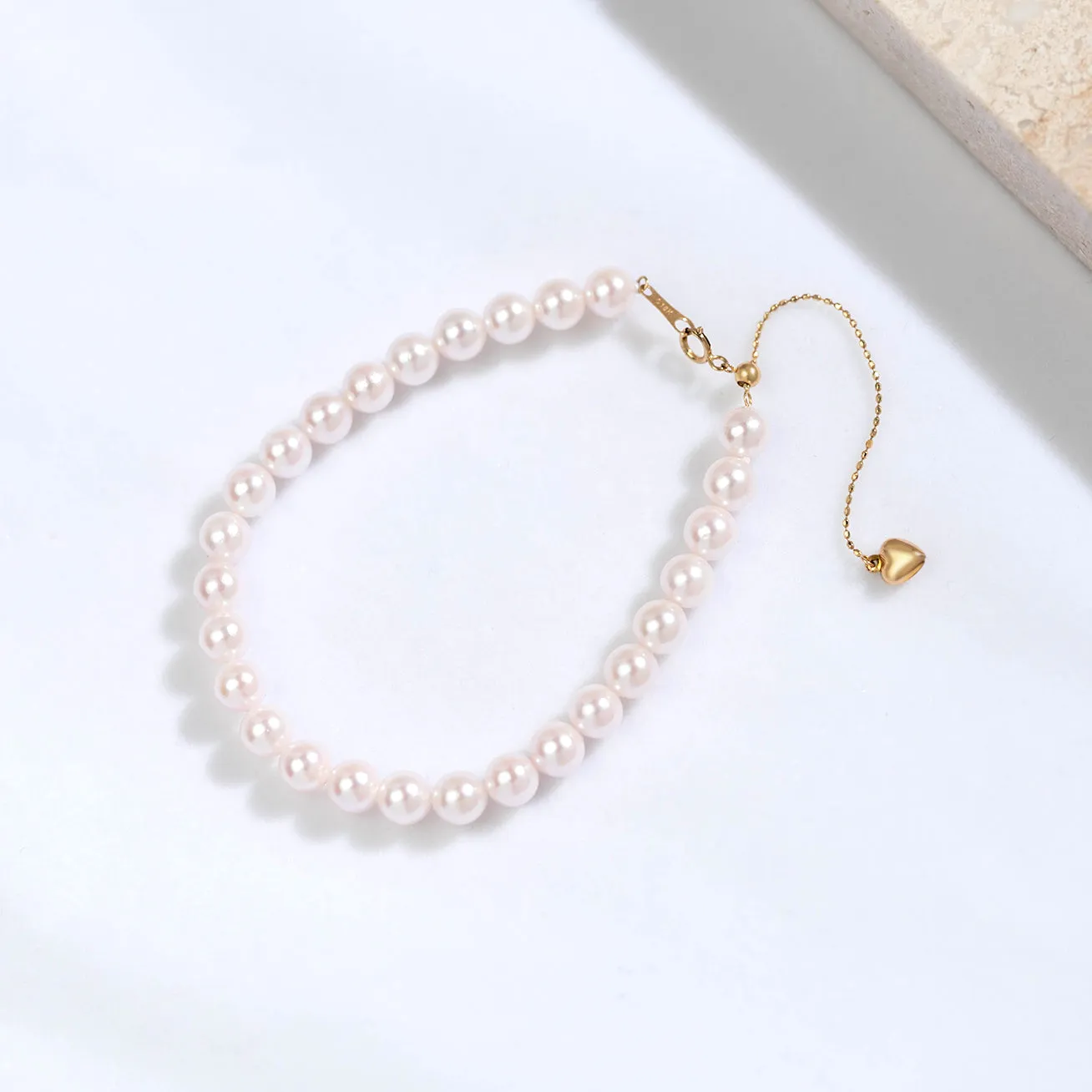 Elegant 18K Solid Gold Akoya Pearl Bracelet KB00006