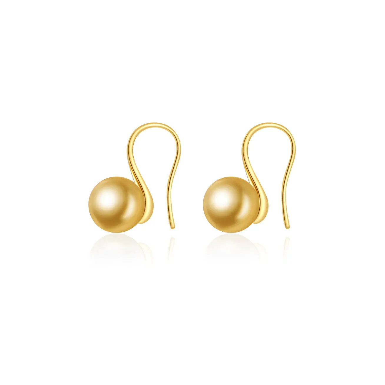 Elegant 18K Solid Gold? South Sea Golden Pearl Stud Earrings KE00068