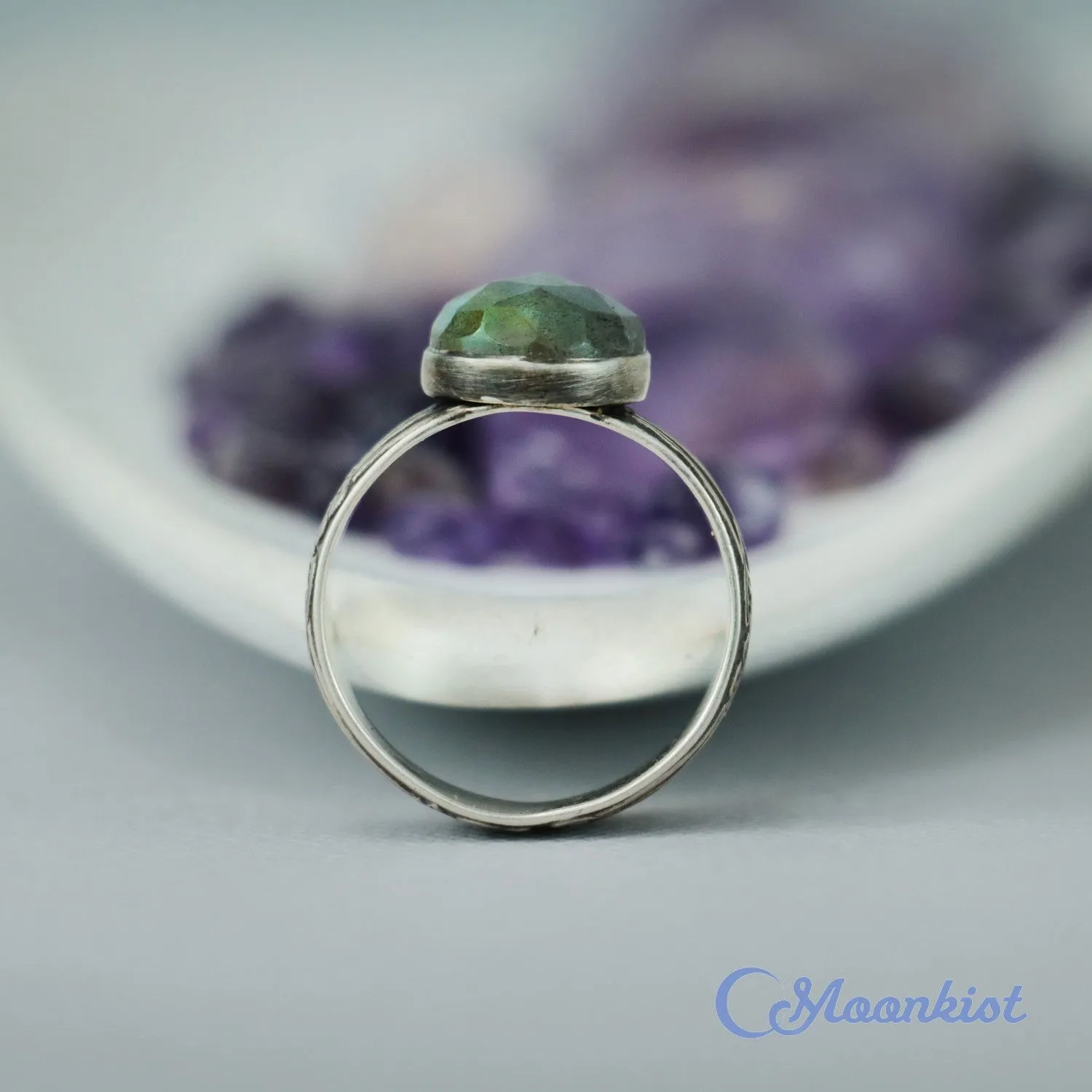 Elegant Art Nouveau Silver Floral Labradorite Ring | Moonkist Designs