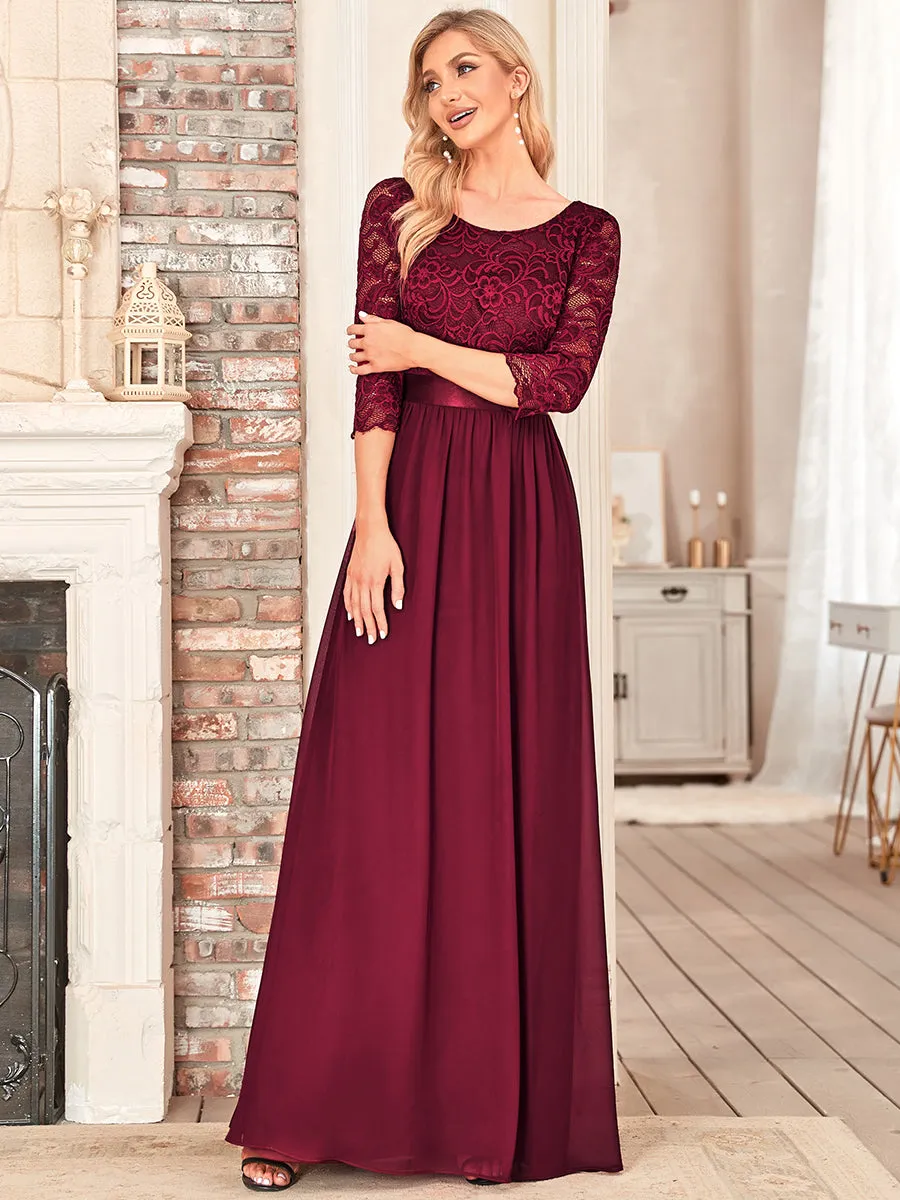 Elegant Empire Waist  Bridesmaid Dresses with Long Lace Sleeve