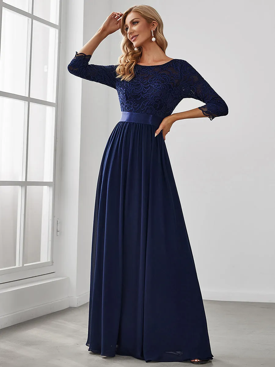 Elegant Empire Waist  Bridesmaid Dresses with Long Lace Sleeve