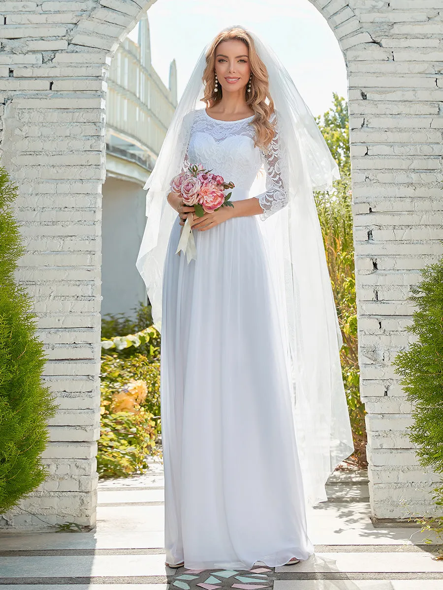 Elegant Empire Waist  Bridesmaid Dresses with Long Lace Sleeve