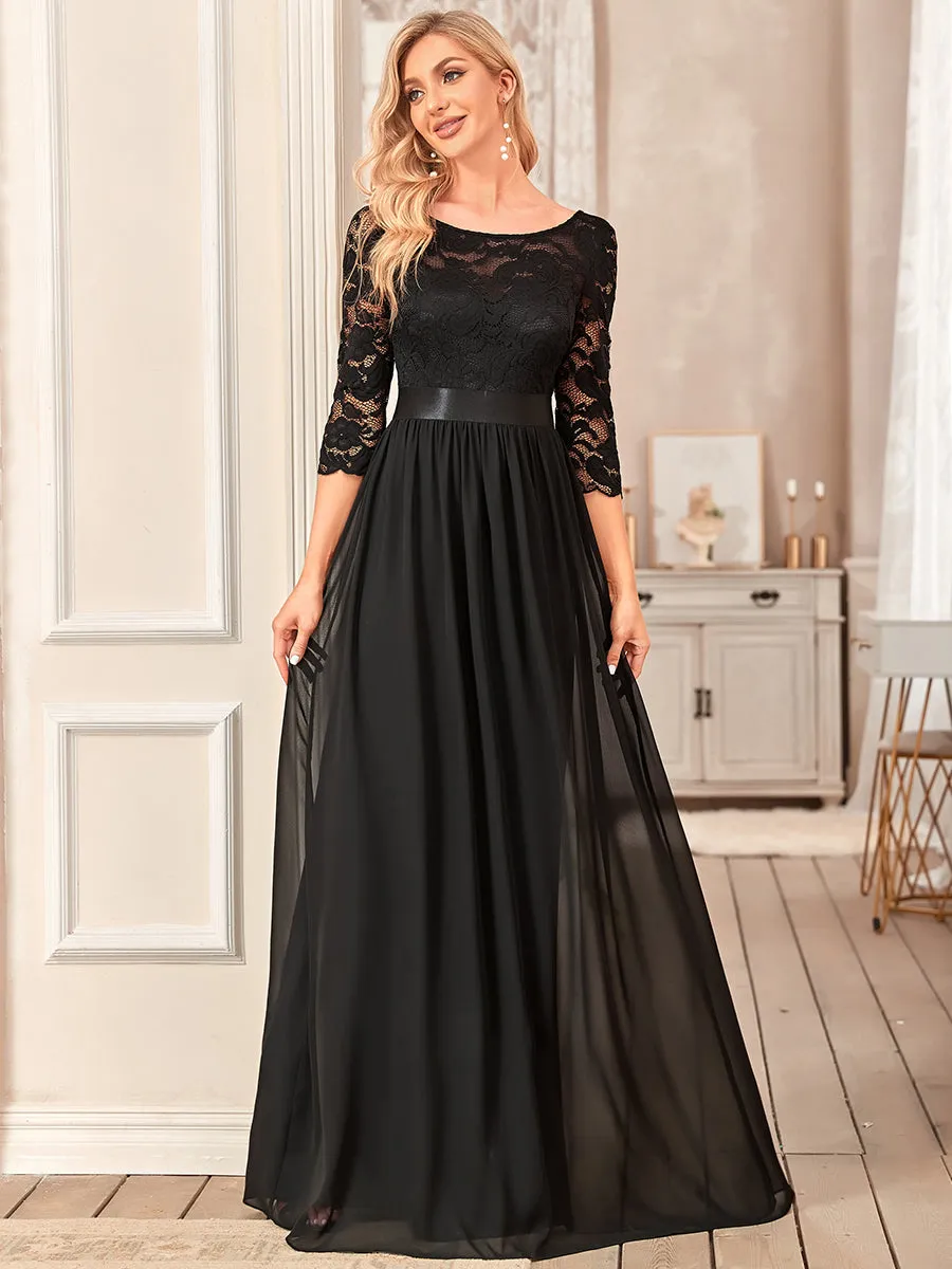 Elegant Empire Waist  Bridesmaid Dresses with Long Lace Sleeve