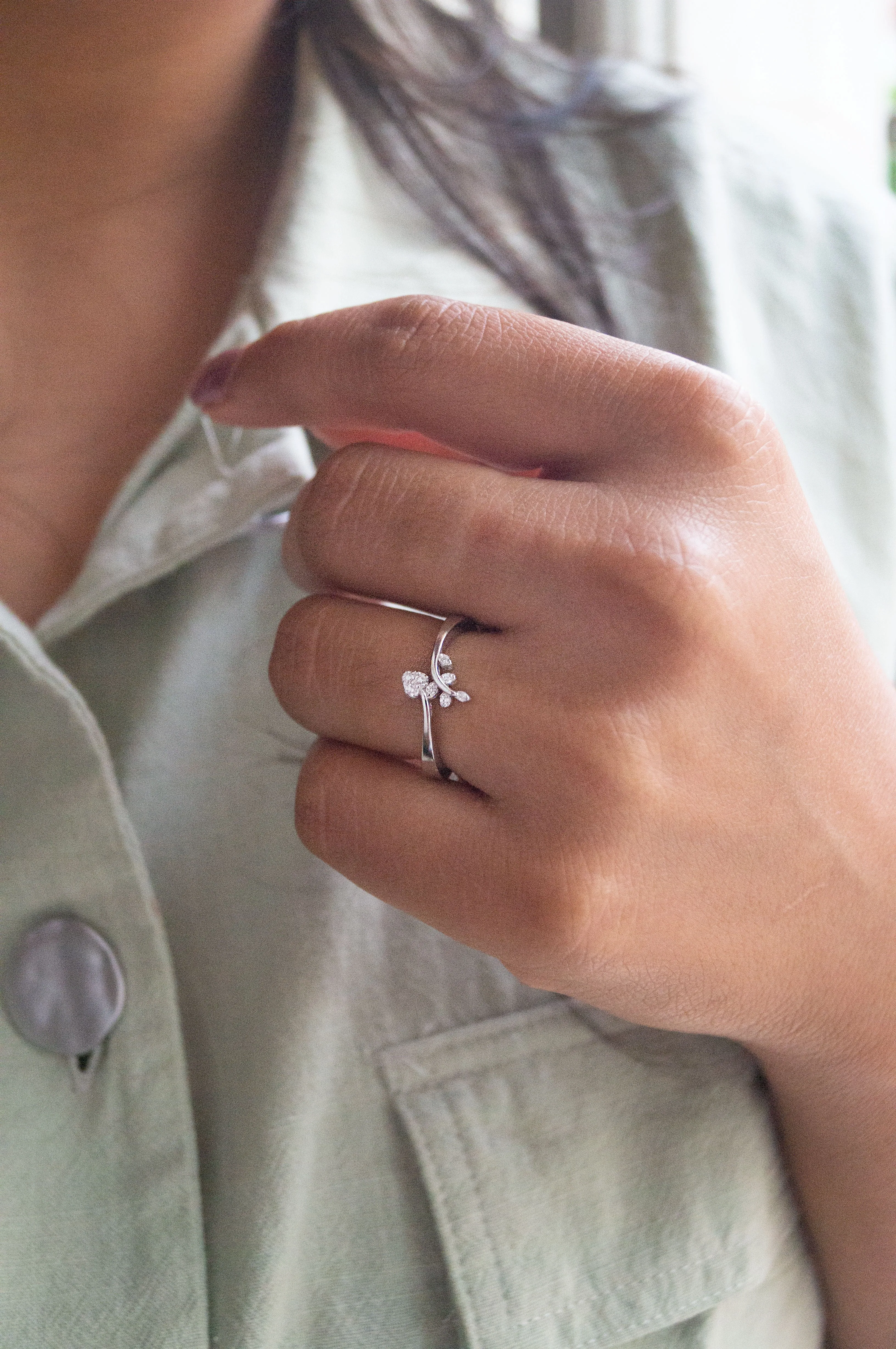 Elegant Fern Rose Gold Plated Sterling Silver Ring