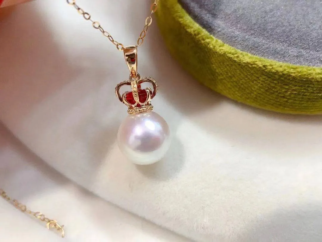 Elegant Queen 18K Solid Gold Pearl Necklace KN00006