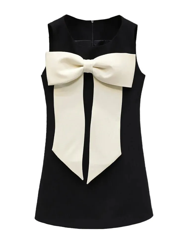 Elegant Sleeveless Bow Mini Cocktail Dress for Women