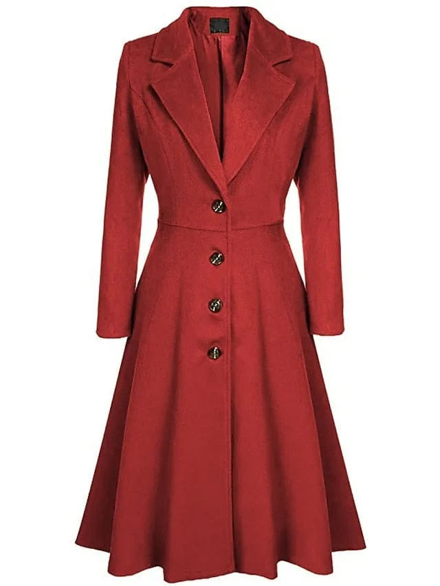 Elegant Women's Wool Blend Long Pea Coat for Winter