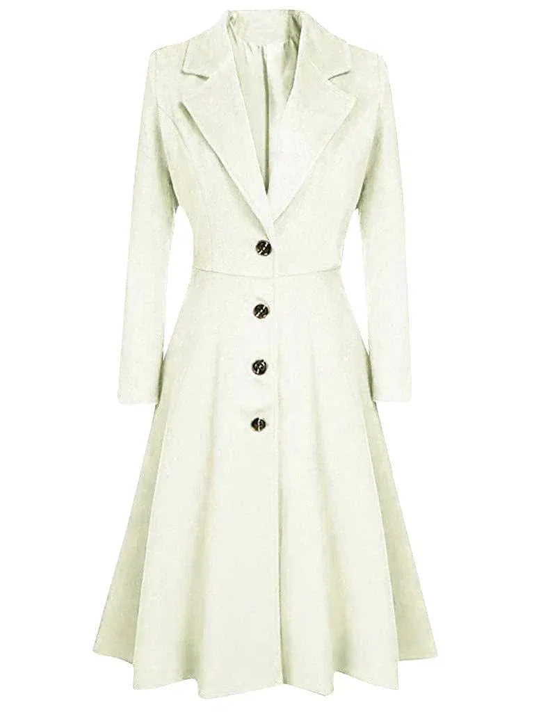 Elegant Women's Wool Blend Long Pea Coat for Winter